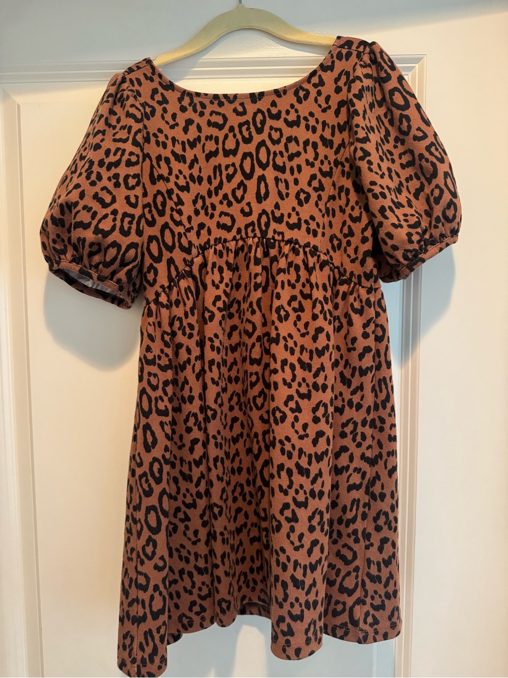 Janie and Jack Tan and Black Leopard Puff-Sleeve Dress